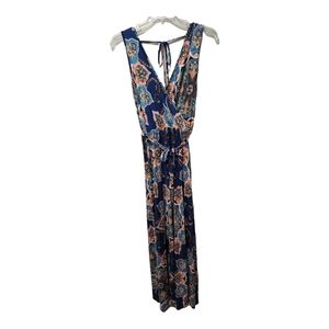 Zooziela Boho Eclectic Print Maxi Dress Back Tie